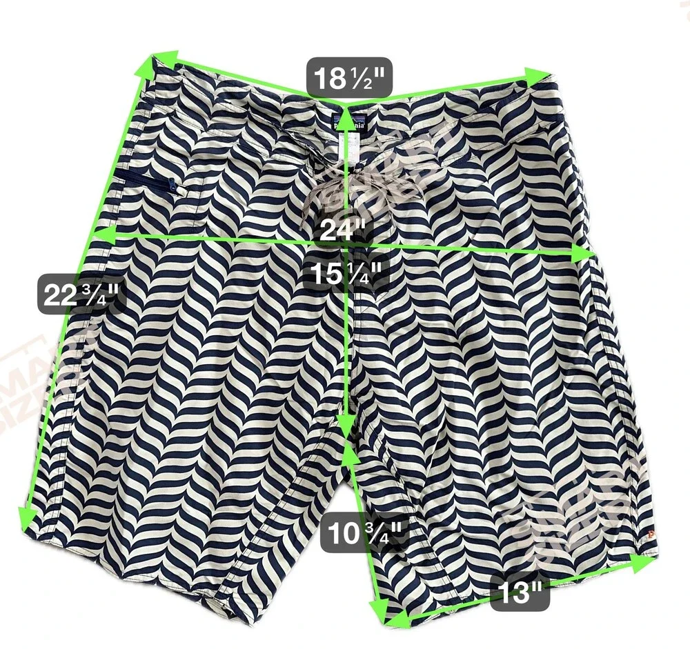 Patagonia Board Shorts Mens 40 Swim Trunks Surf Drawstring Zip Pocket Patterned